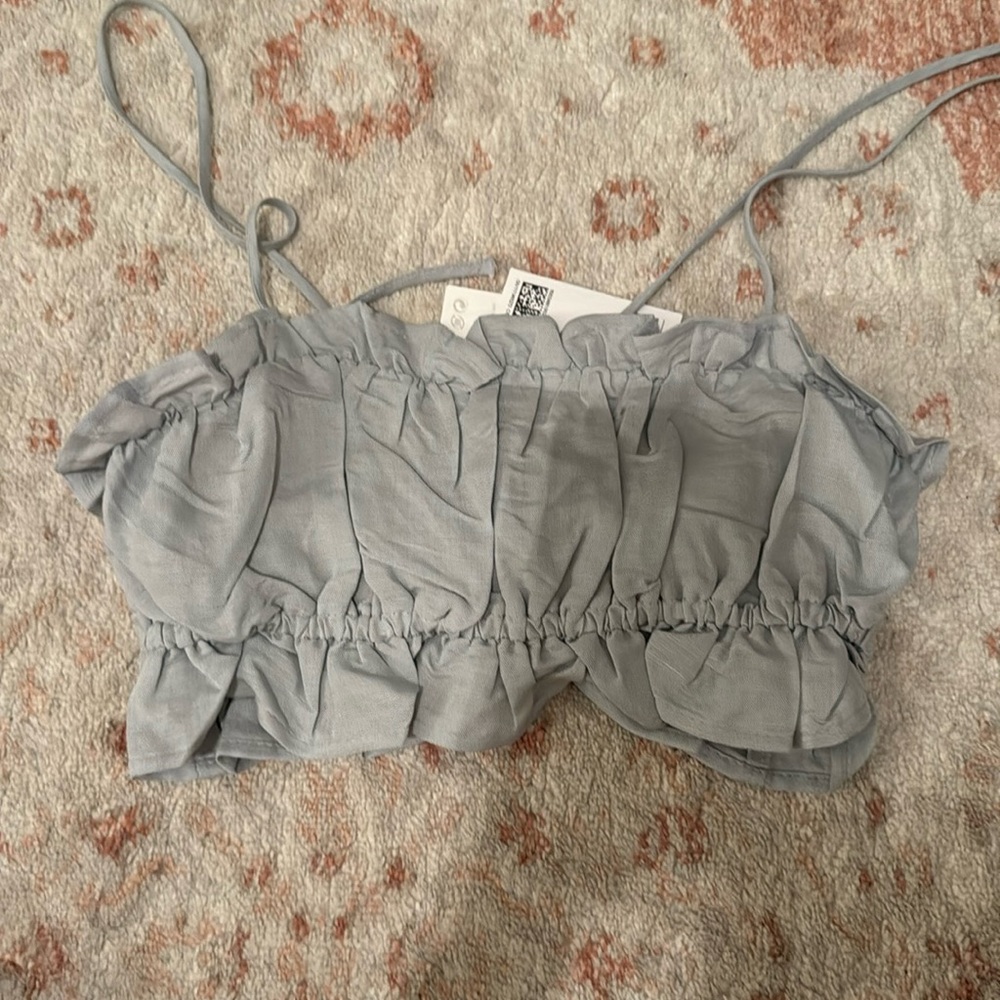 H&M blue linen top
